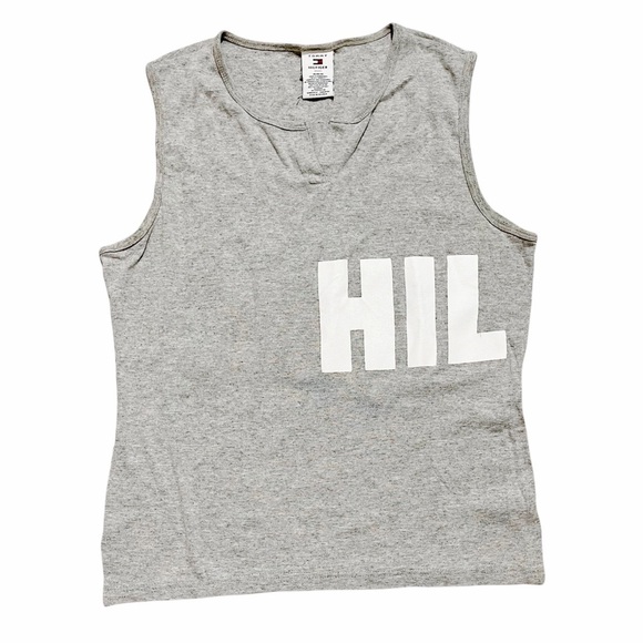 Tommy Hilfiger Y2K Spell Out Gray Tank Top Size Medium - Picture 1 of 4